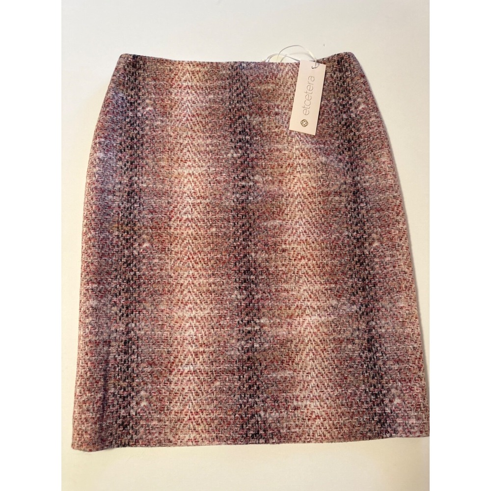 Etcetera Tweed Pencil Skirt Multicolor Rose Pink Women's 6 $248 NWT